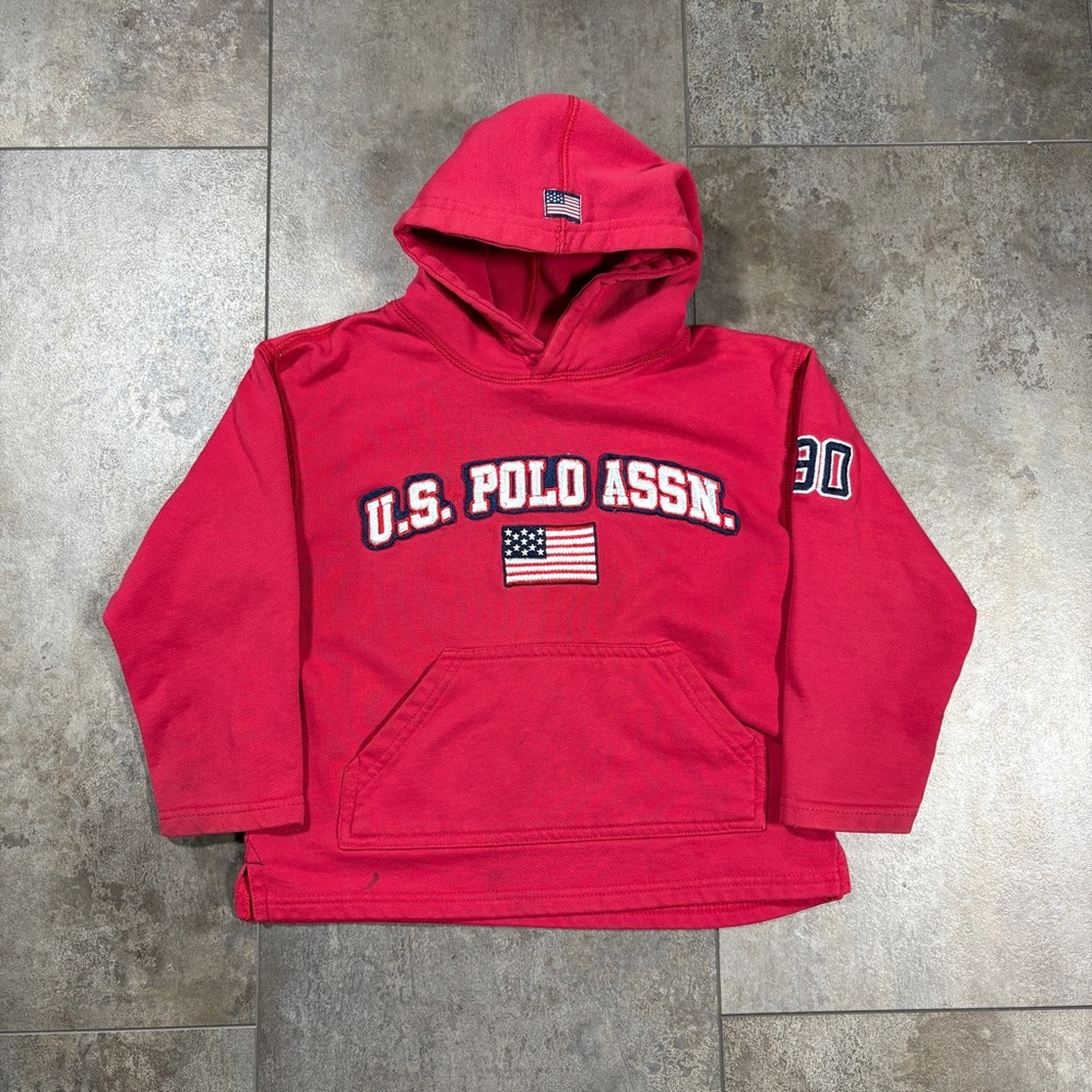 VTG Y2K U.S. Polo Assn. Red Kids Embroidered Hoodie